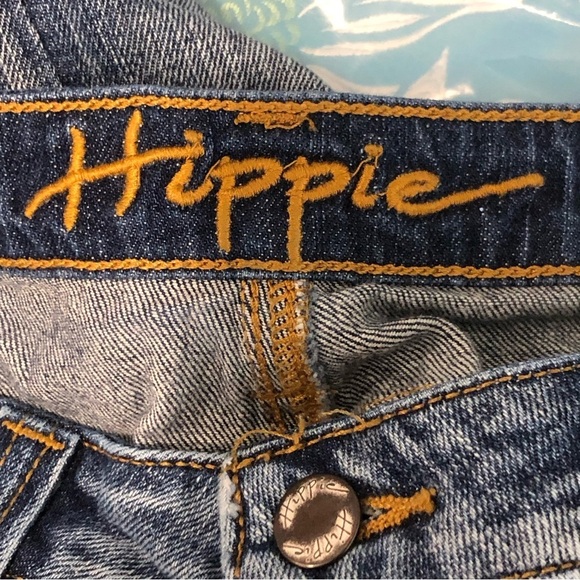 Hippie wide leg, embellished, sequin waist, jeans - Picture 6 of 11